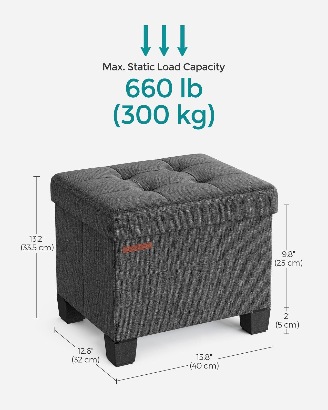 Small Ottoman Foot Rest with Legs - Dark Gray