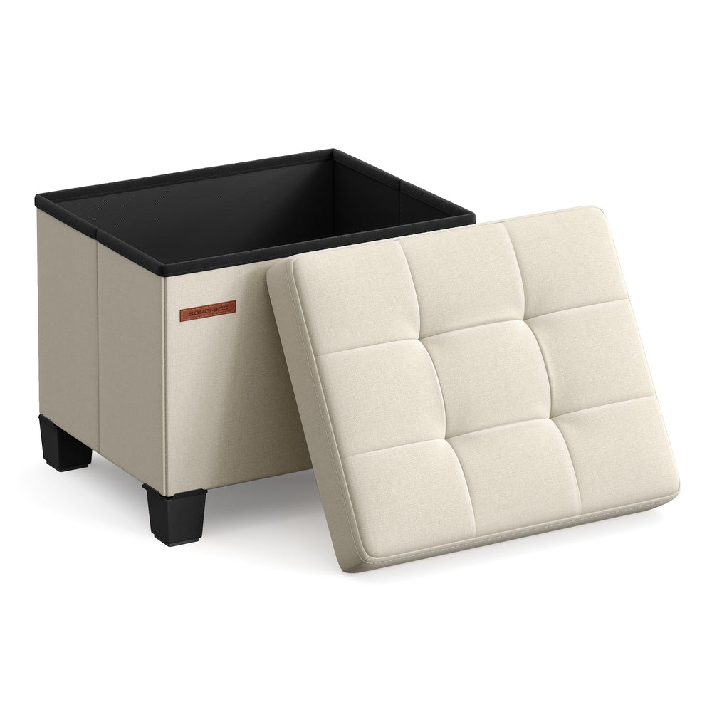 Small Ottoman Foot Rest with Legs - Cream White