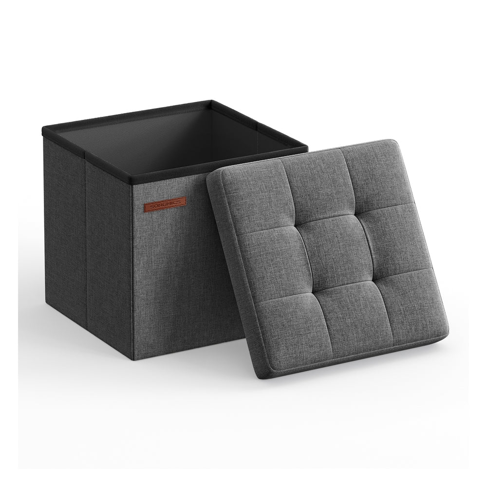 11.8 Inches Small Folding Storage Ottoman Cube Ink Black - Dark Gray