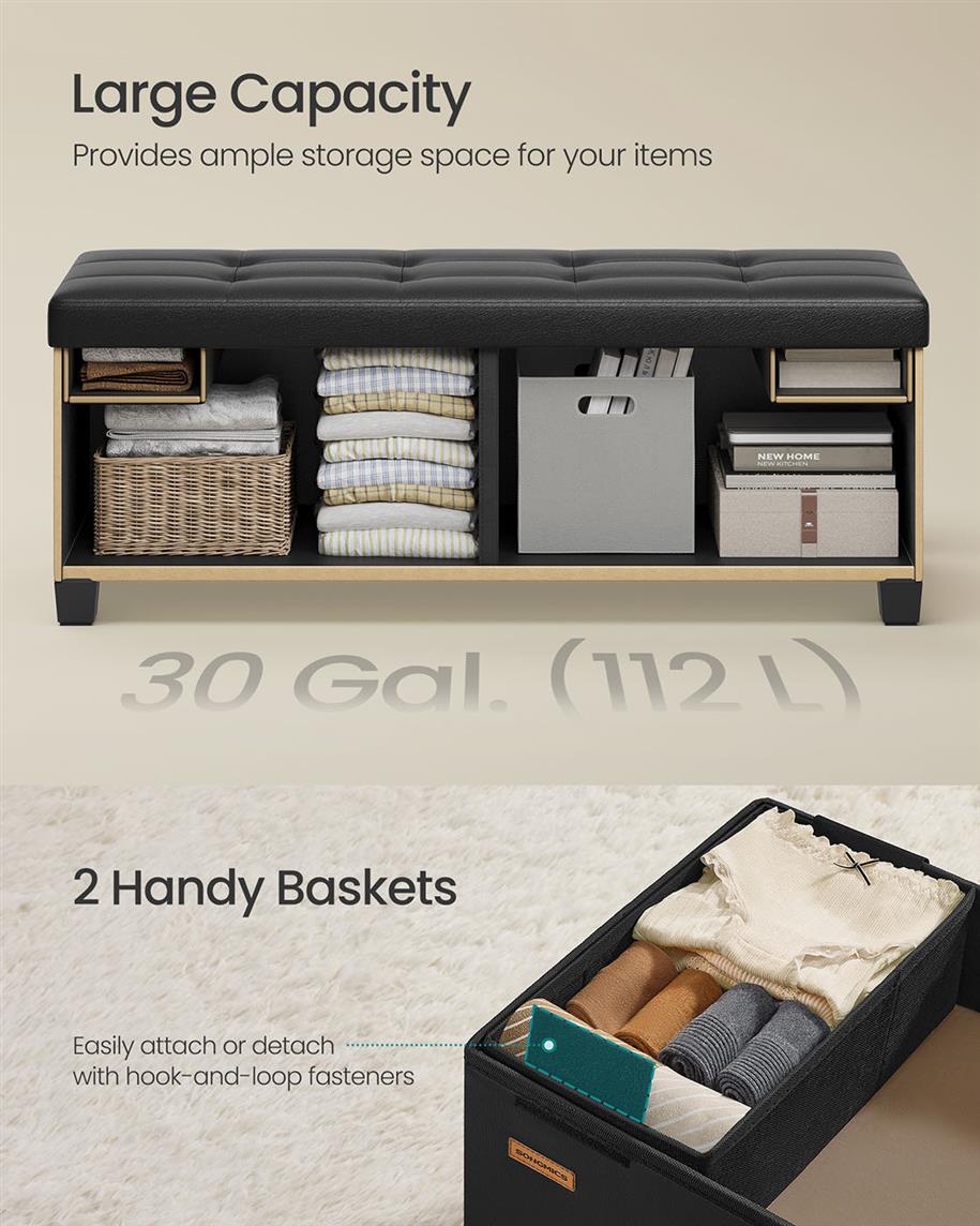 Storage Ottoman with Legs - 30 Gal. (112 L) - Ink Black