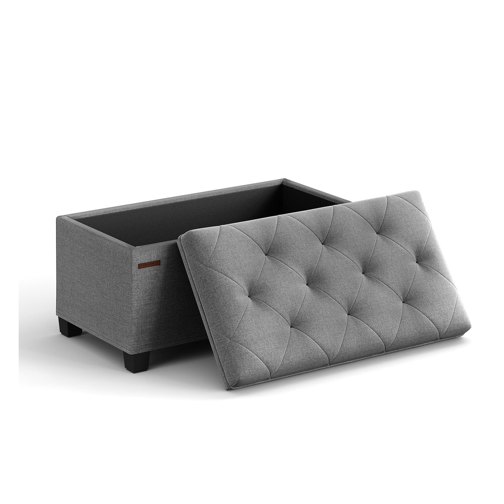 Storage Ottoman Bench with Legs - Load Up to 660 Lb Ink Black - Light Grey - 15.7"D x 30"W x 15.7"H