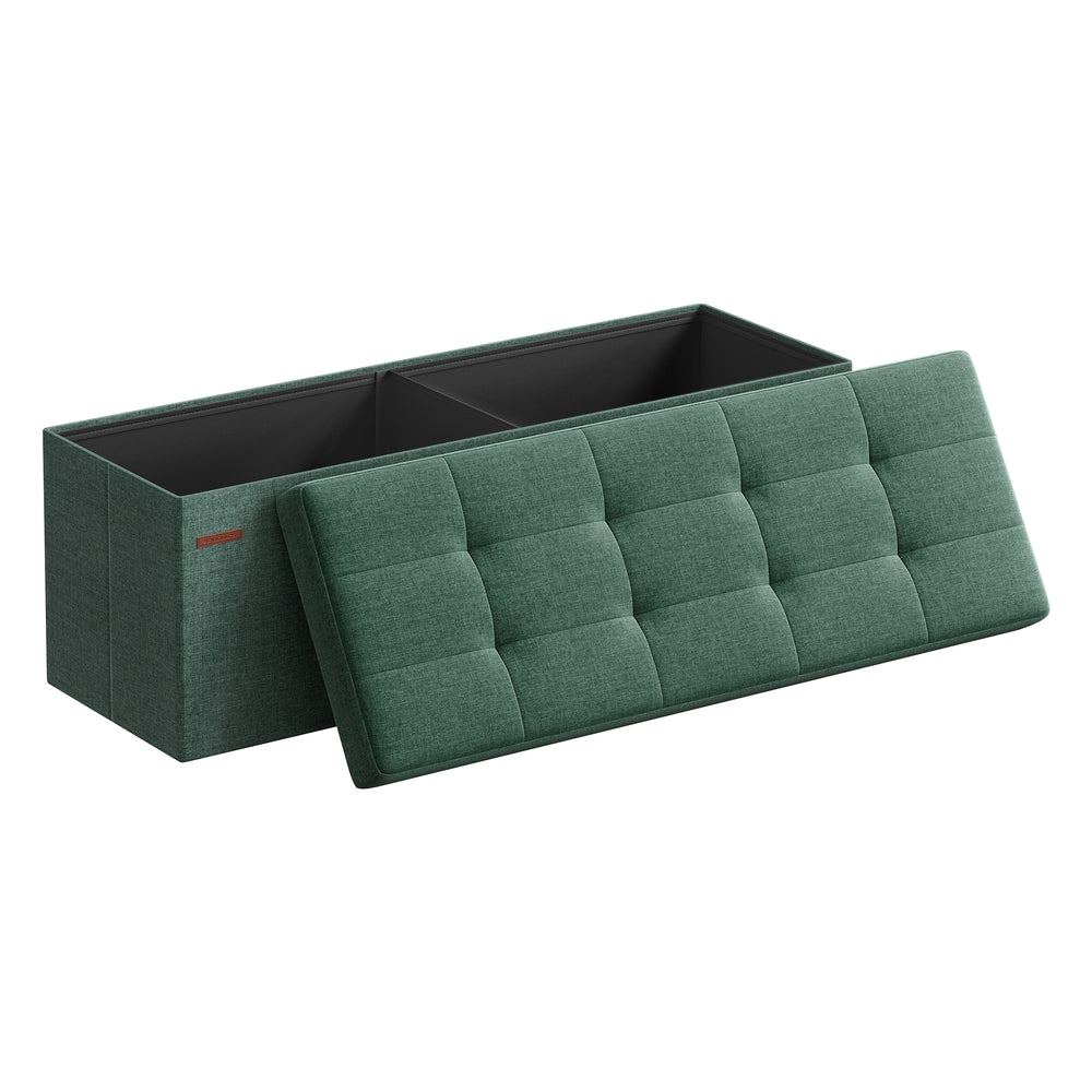 Folding Storage Ottoman Bench - 43 Inch - Linen-Look - 35 Gal