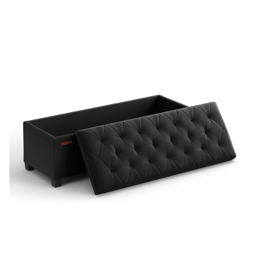 Storage Ottoman Bench with Legs - Load Up to 660 Lb Ink Black - Ink Black - 15.7"D x 43.3"W x 15.7"H
