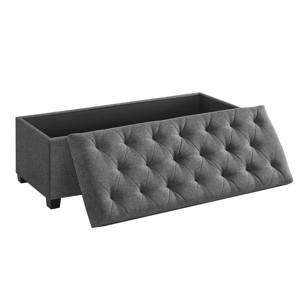 Storage Ottoman Bench with Legs - Load Up to 660 Lb Ink Black - Dark Gray - 15.7"D x 43.3"W x 15.7"H