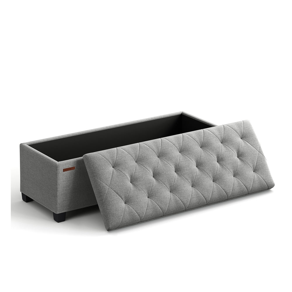 Storage Ottoman Bench with Legs - Load Up to 660 Lb Ink Black - Light Gray - 15.7"D x 43.3"W x 15.7"H