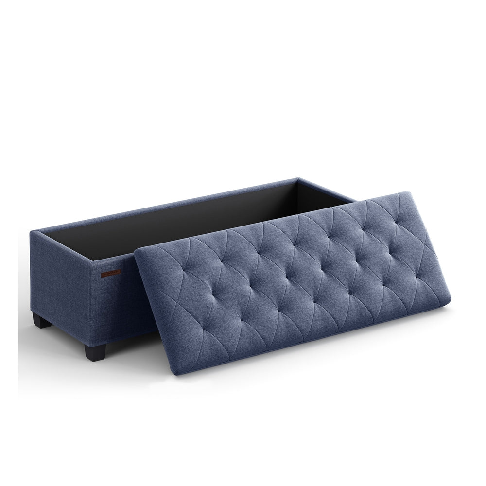 Storage Ottoman Bench with Legs - Load Up to 660 Lb Ink Black - Light Denim Blue - 15.7"D x 43.3"W x 15.7"H