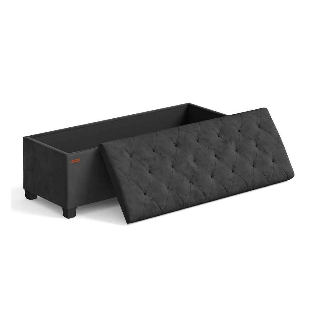 Storage Ottoman Bench - Foot Rest with Legs - Ink Black