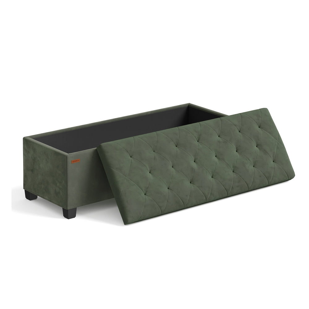 Storage Ottoman Bench - Foot Rest with Legs - Forest Green