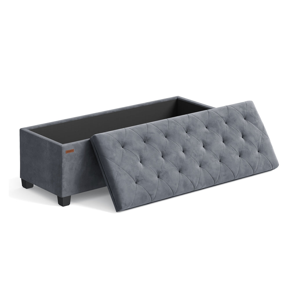 Storage Ottoman Bench - Foot Rest with Legs - Slate Gray