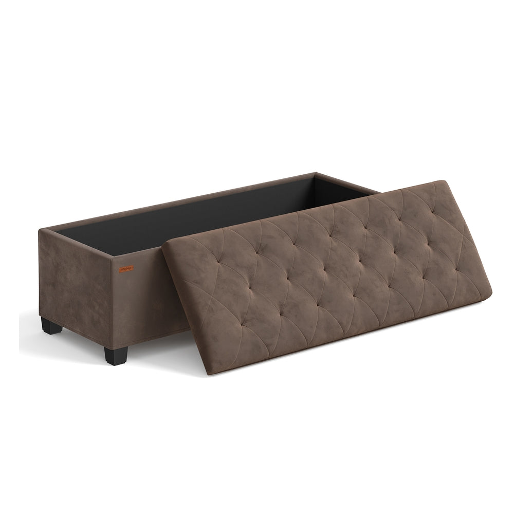 Storage Ottoman Bench - Foot Rest with Legs - Walnut Brown
