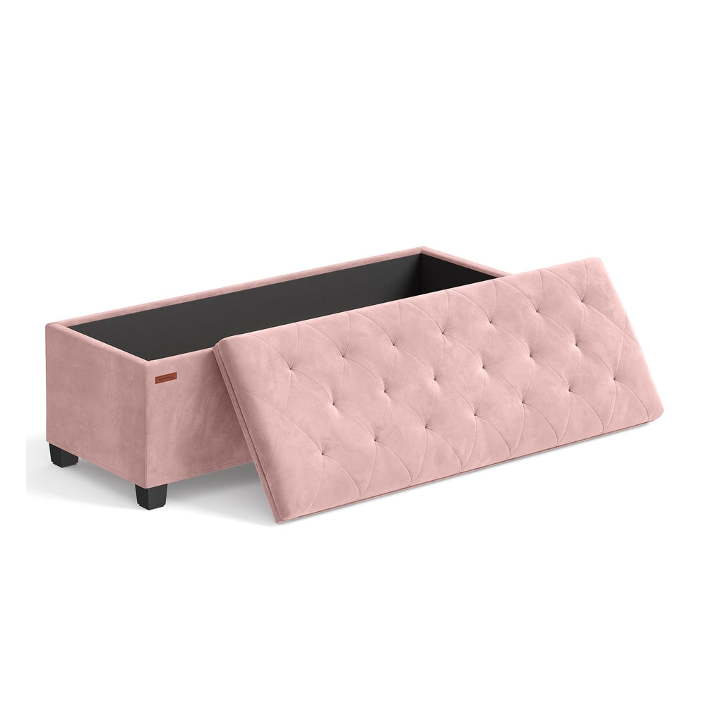 Storage Ottoman Bench - Foot Rest with Legs - Jelly Pink