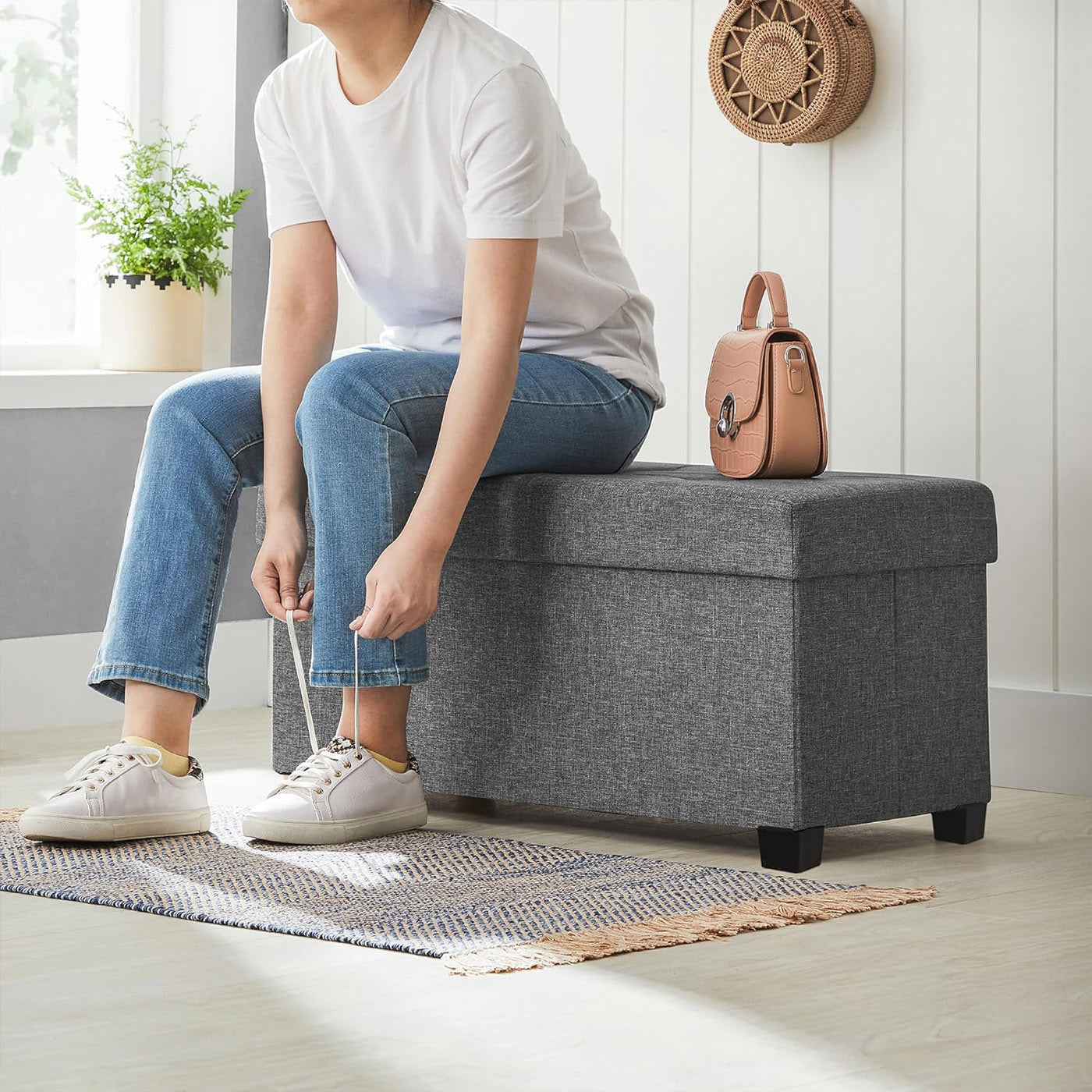 Storage Ottoman - Bedroom Bench with Storage - Foot Stool - 15 x 30 x 15.7 Inches