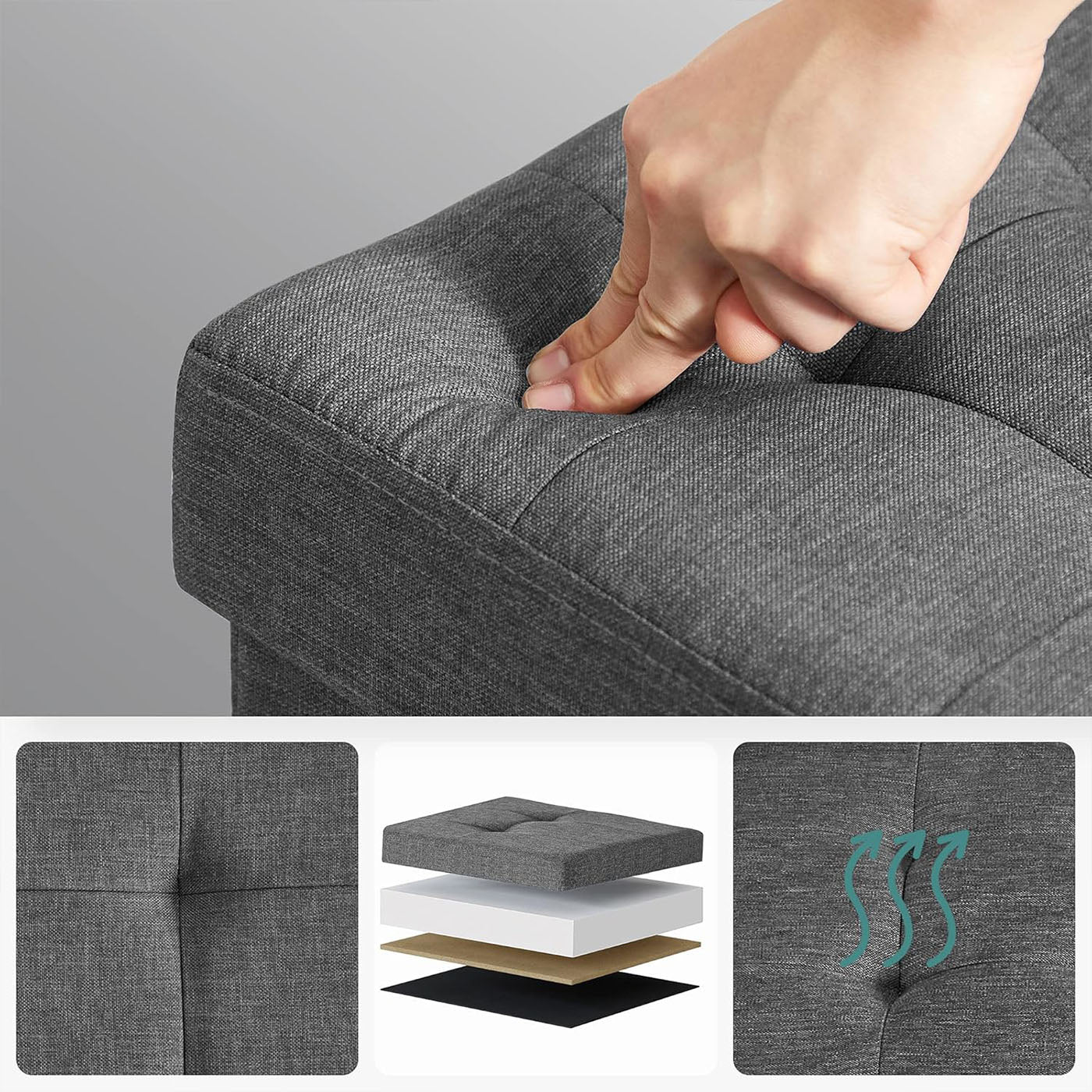 Storage Ottoman - Bedroom Bench with Storage - Foot Stool - 15 x 30 x 15.7 Inches
