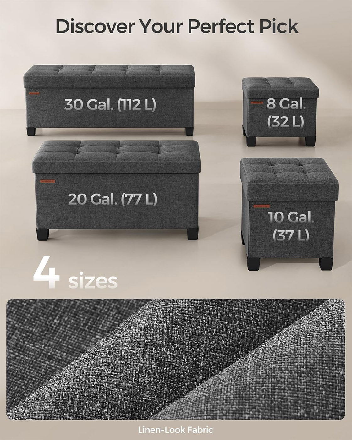 Storage Ottoman - Bedroom Bench with Storage - Foot Stool - 15 x 30 x 15.7 Inches