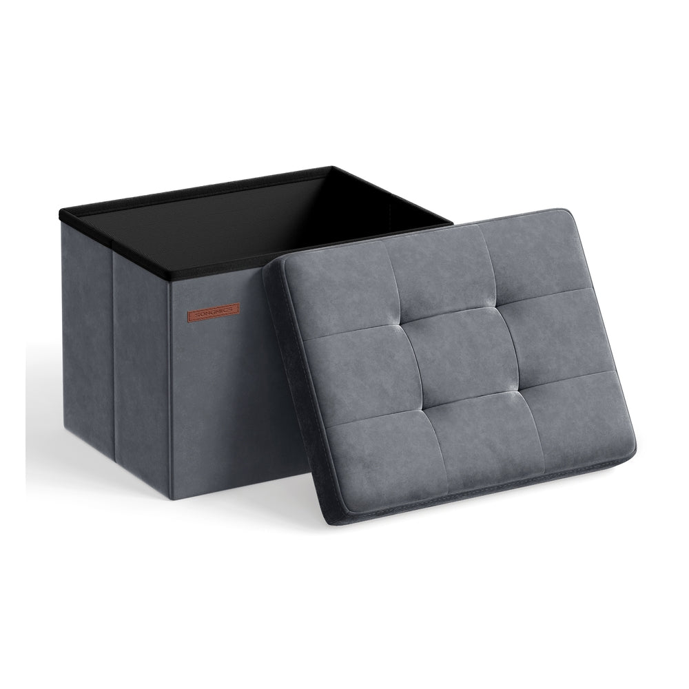 12.2 x 16.1 Inches Small Ottoman Foot Rest with Storage - Load Up to 286 Lb Slate Gray - Slate Gray - 12.2"D x 16.1"W x 12.2"H