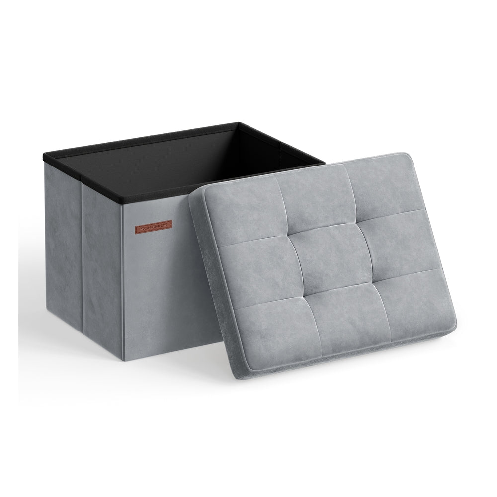 12.2 x 16.1 Inches Small Ottoman Foot Rest with Storage - Load Up to 286 Lb Slate Gray - Dove Gray - 12.2"D x 16.1"W x 12.2"H