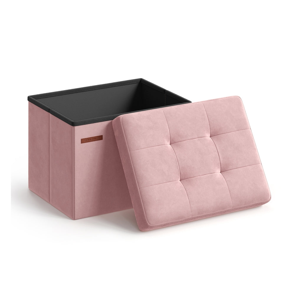 12.2 x 16.1 Inches Small Ottoman Foot Rest with Storage - Load Up to 286 Lb Slate Gray - Jelly Pink - 12.2"D x 16.1"W x 12.2"H