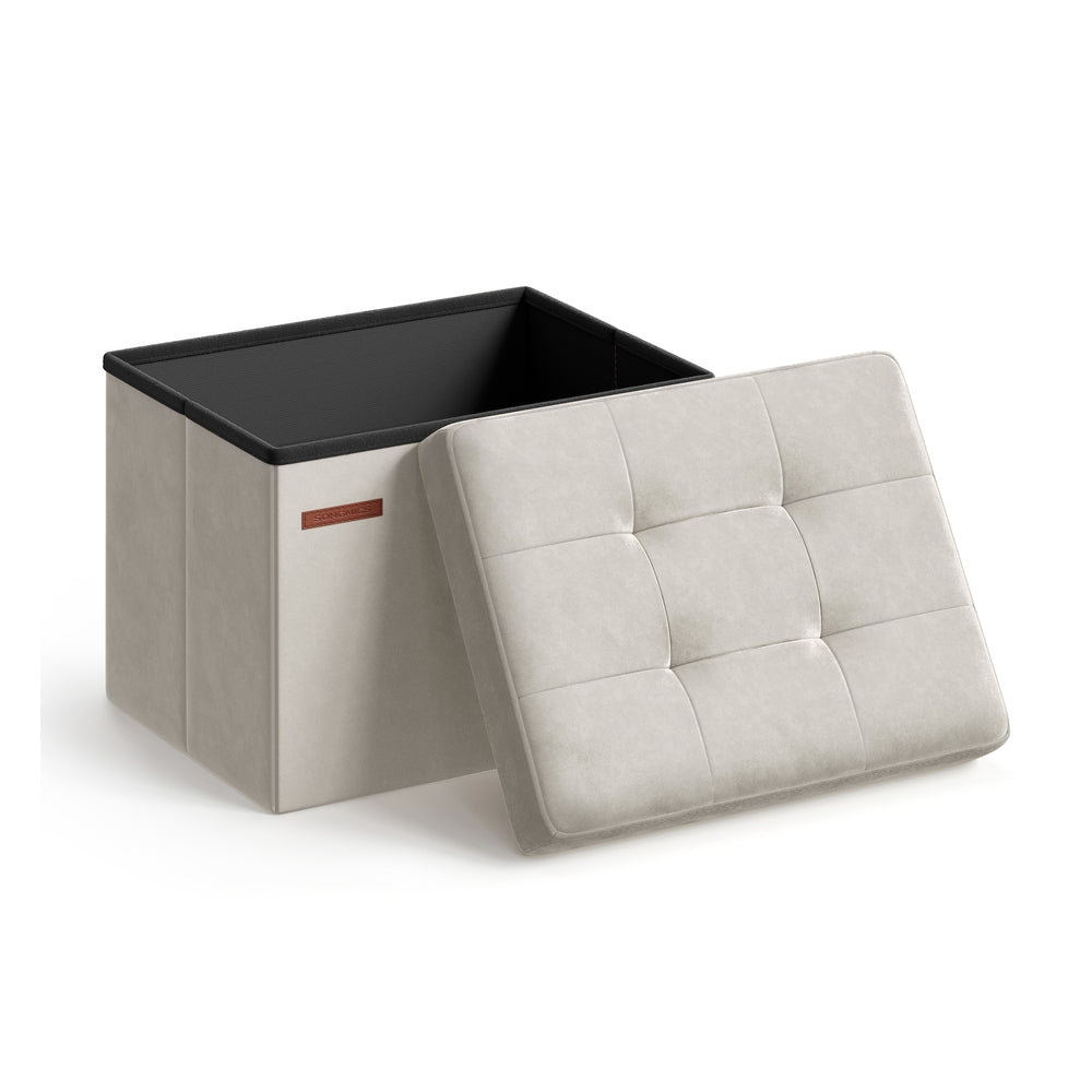 12.2 x 16.1 Inches Small Ottoman Foot Rest with Storage - Load Up to 286 Lb Slate Gray - Blue - 12.2"D x 16.1"W x 12.2"H