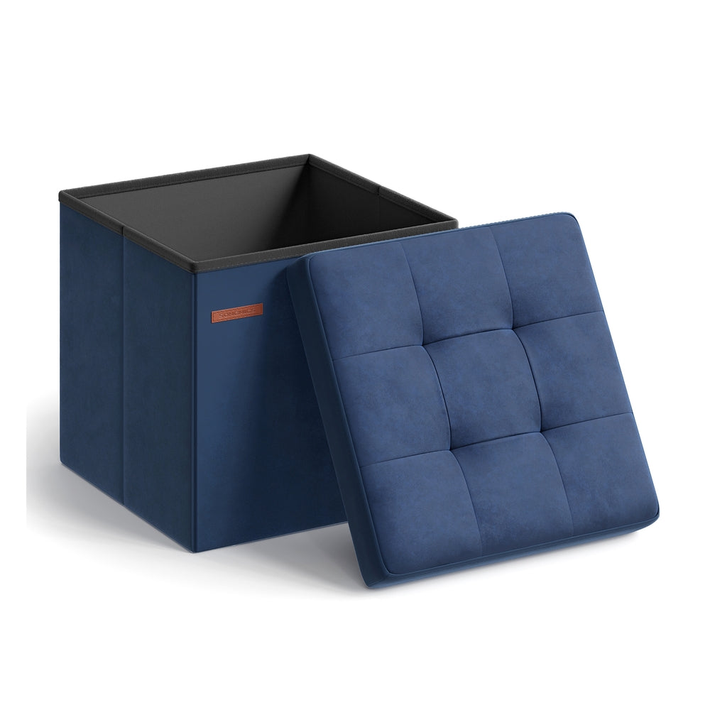 12.2 x 16.1 Inches Small Ottoman Foot Rest with Storage - Load Up to 286 Lb Slate Gray - Midnight Blue - 15"D x 15"W x 15"H