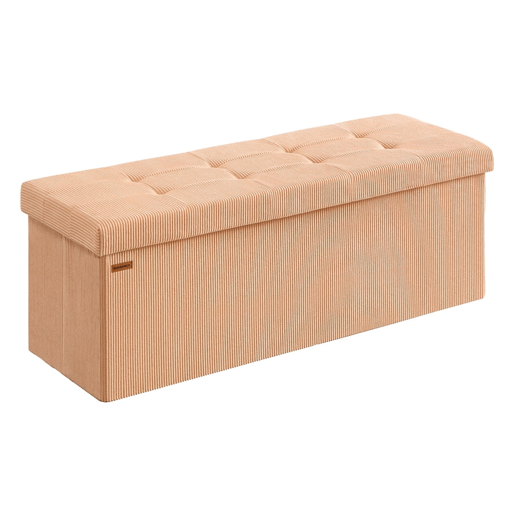 MAZIE Collection - Foldable Storage Ottoman Bench with Foot Rest Moonlight Green - Apricot