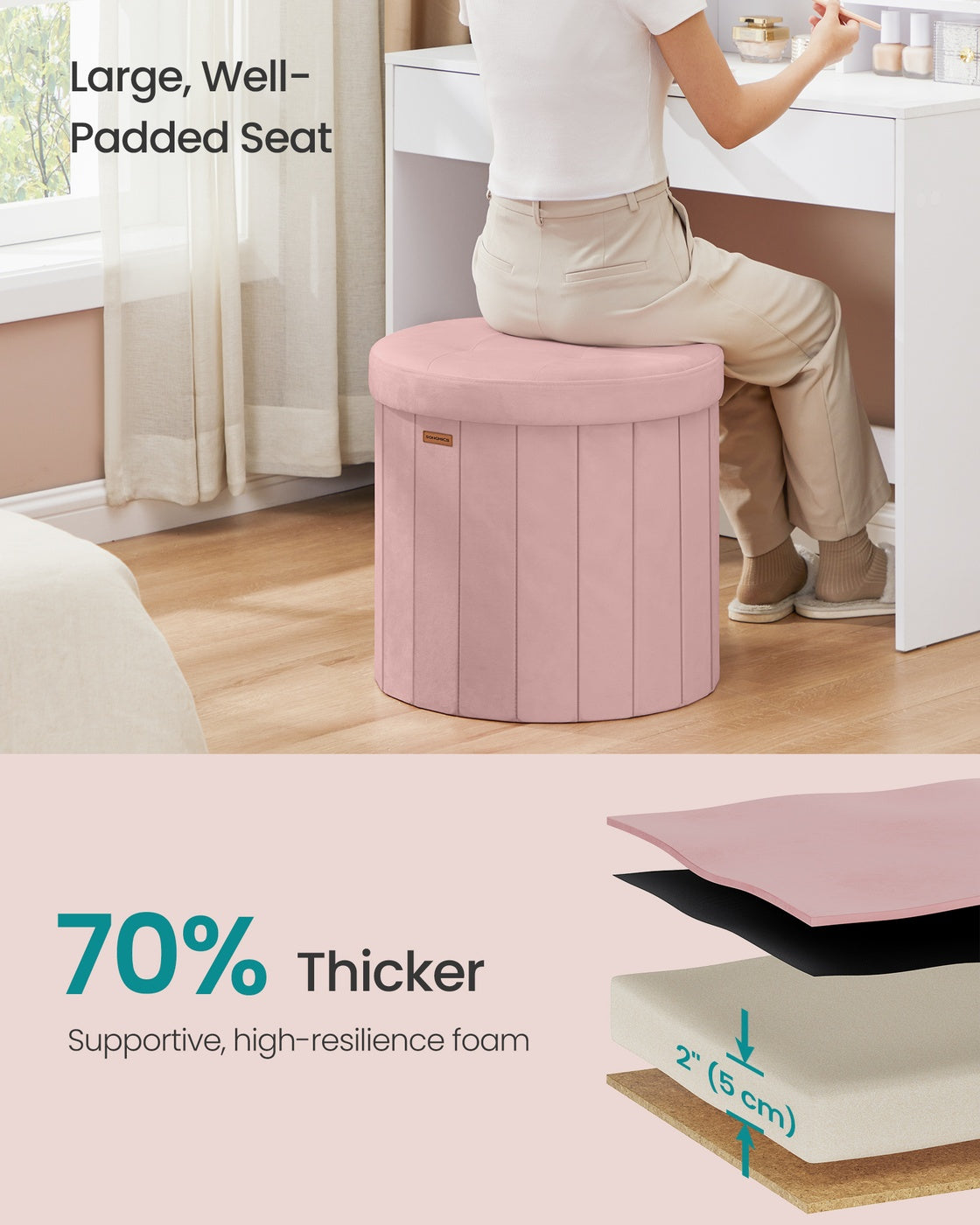 Round Storage Ottoman with Removable Lid