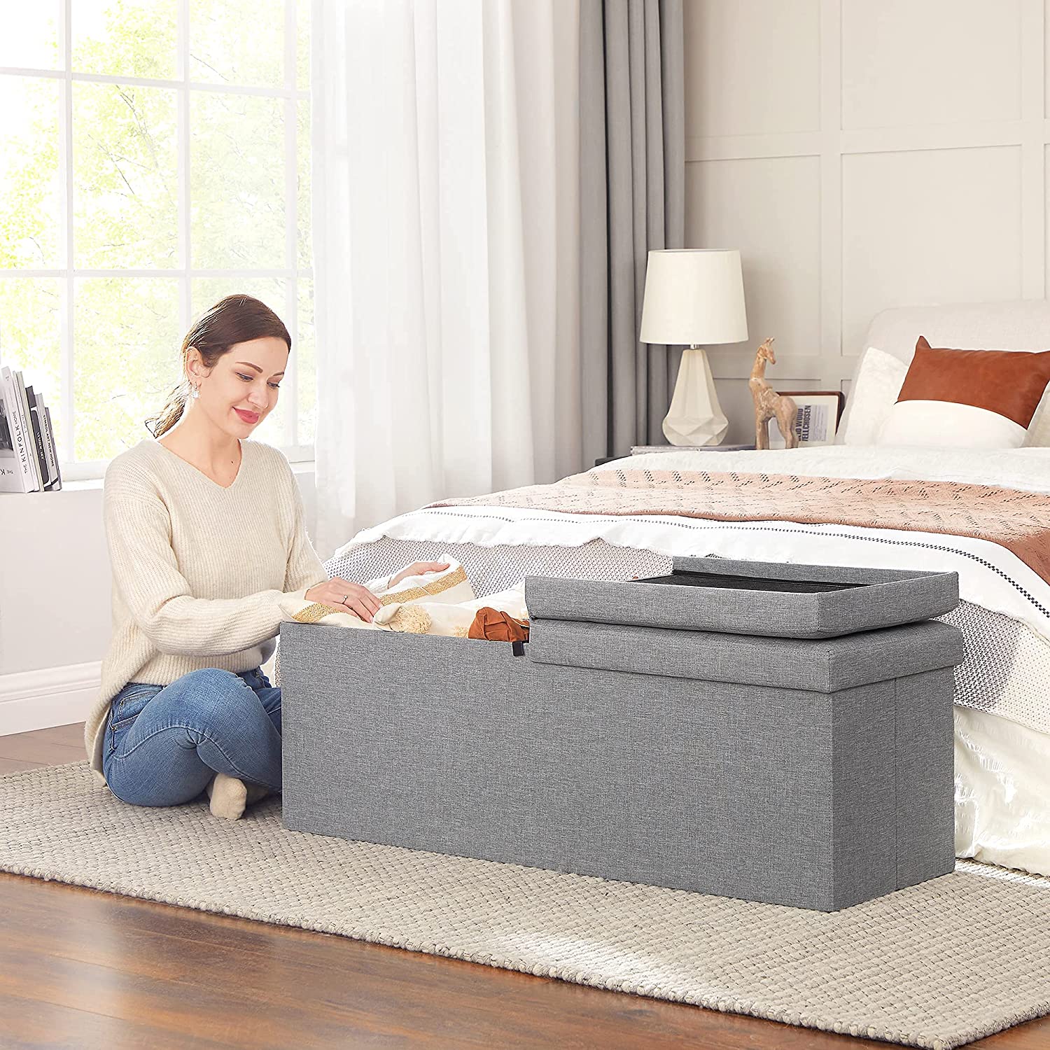 Storage Ottoman with Flip-Up Lid
