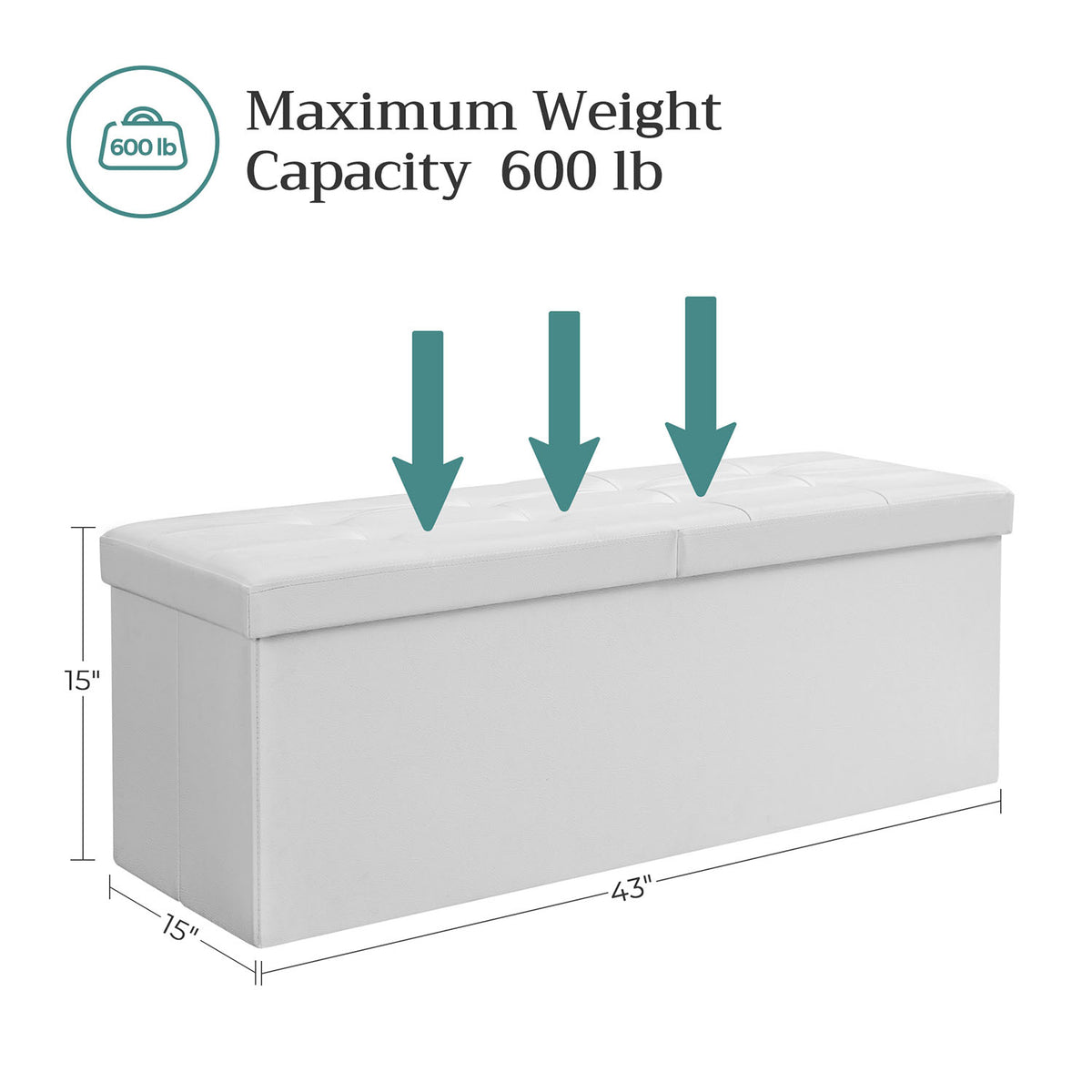 MAZIE Collection - 43 Inches Folding Storage Ottoman Bench with Flipping Lid