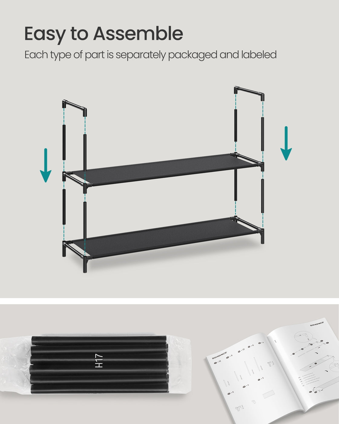 5-Tier Shoe Rack with Metal Frame