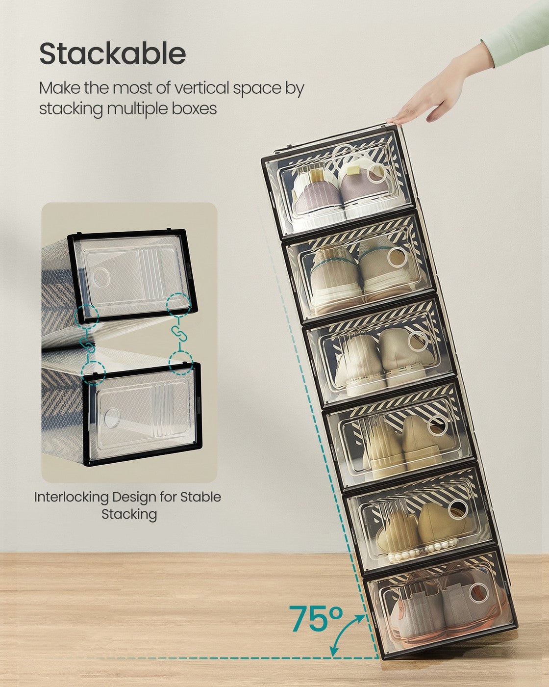 Stackable Foldable Shoe Storage Boxes for Everyday Footwear