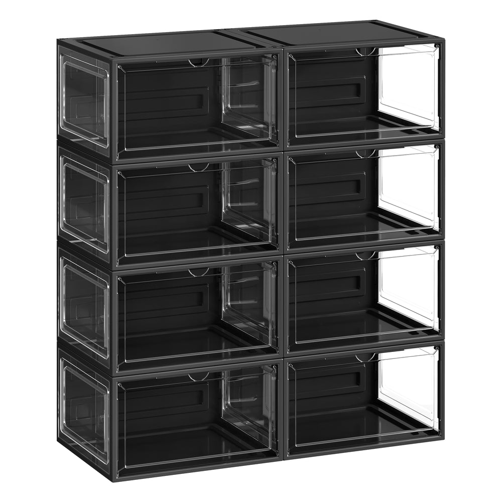 Shoe Boxes Set of 6 13 x 11.2 x 7.6 Inches Transparent White - Black, Transparent White