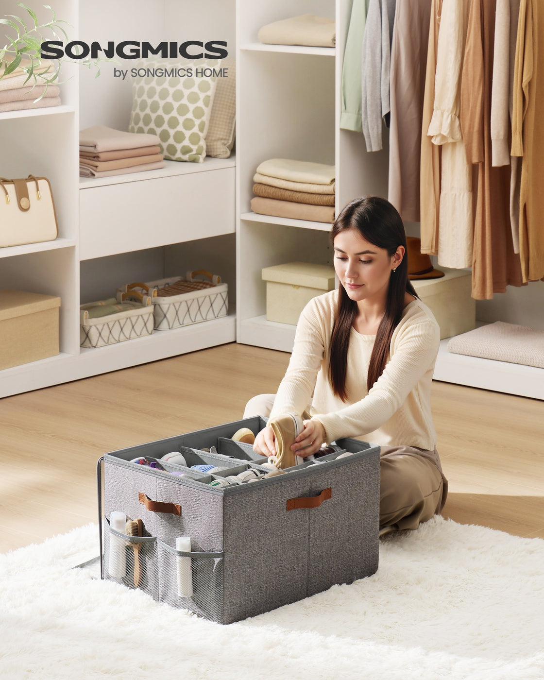 Shoe Organizer for Closet - Fits 16 Pairs - Dove Gray