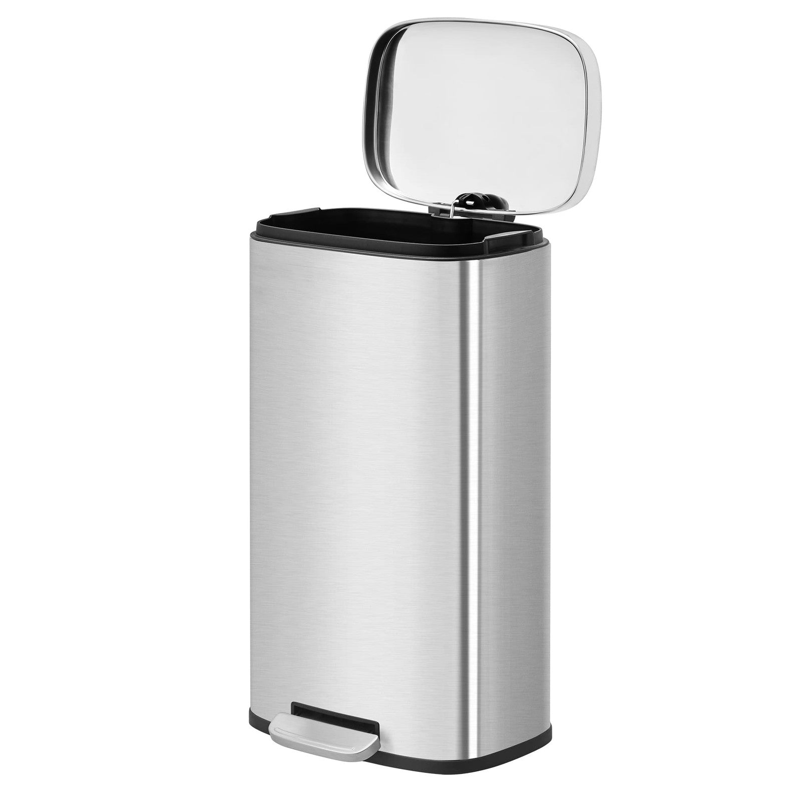 Stainless Steel Step Trash Can with Lid for Kitchen Use