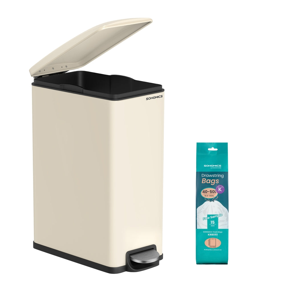 13-Gallon (50 L) Garbage Can for Narrow Spaces with Soft-Close Lid - Sand Beige