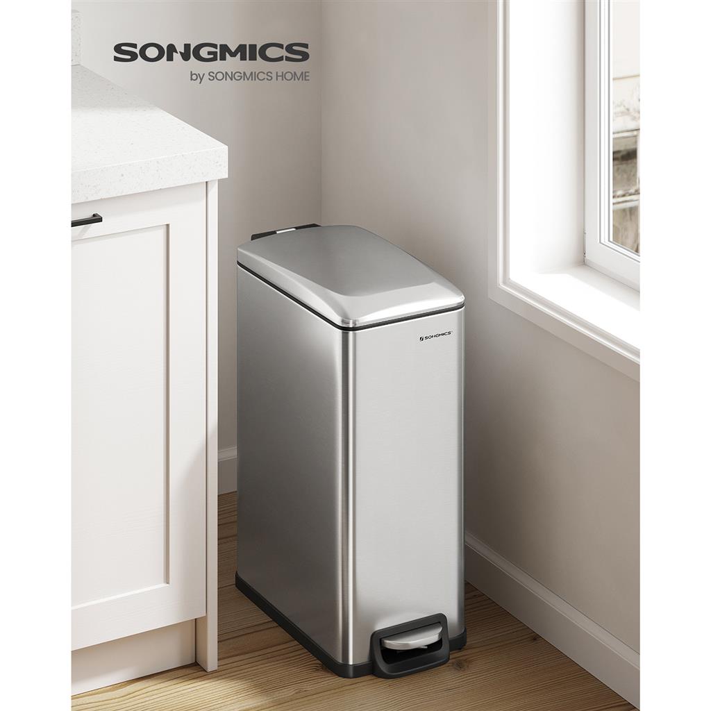 Garbage Can - 13 Gallon - Narrow Design - Soft-Close Lid