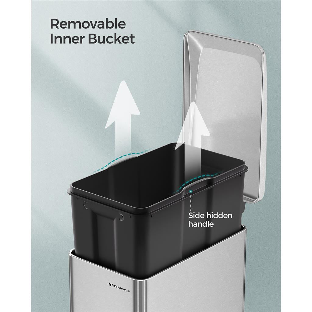 Garbage Can - 13 Gallon - Narrow Design - Soft-Close Lid