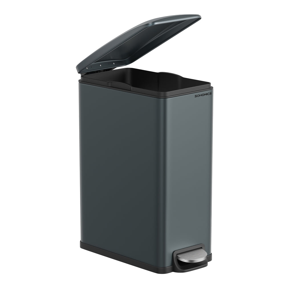 13-Gallon (50 L) Garbage Can for Narrow Spaces with Soft-Close Lid - Charcoal Gray