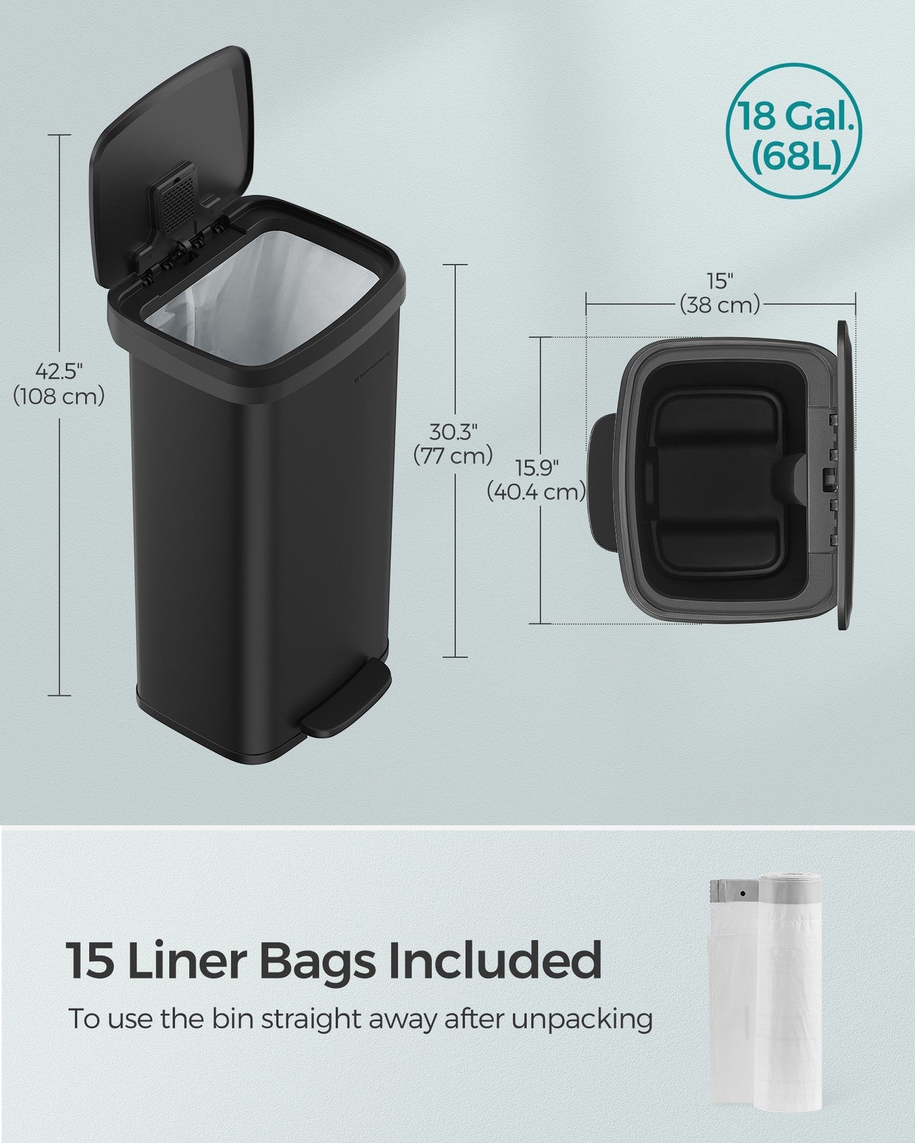 18-Gallon Stainless Steel Garbage Can