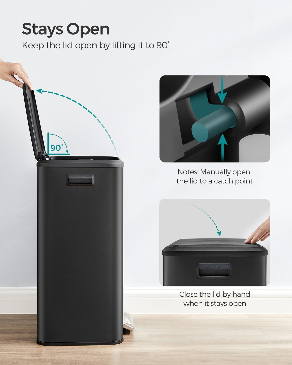 Kitchen Trash Can - 10.5-Gallon - Wide Foot Pedal - Soft-Close Lid