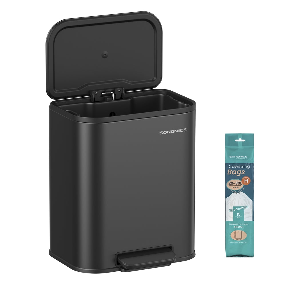 5.2-Gallon (20L) Kitchen Trash Can with Lid - Ink Black