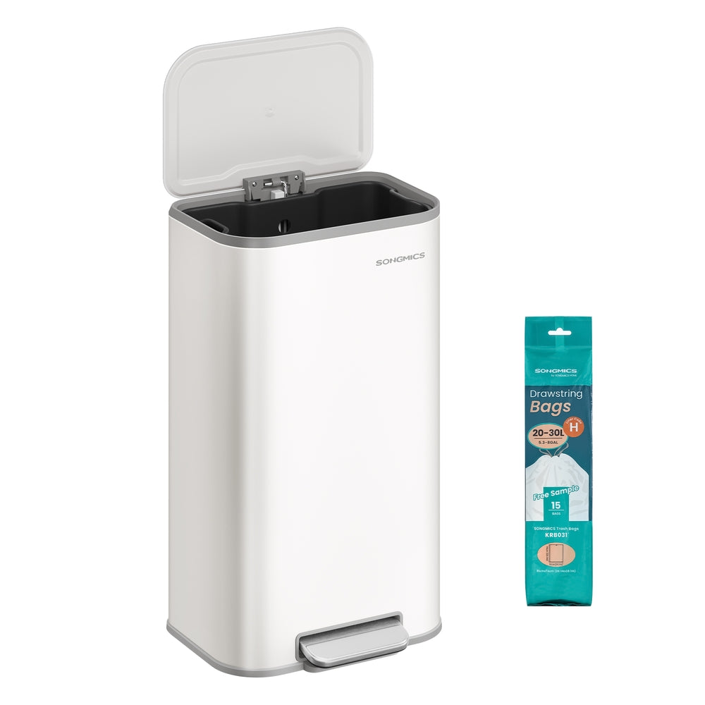 Kitchen Trash Can - 8-Gallon (30 L) Garbage Can with Lid - Stainless Steel