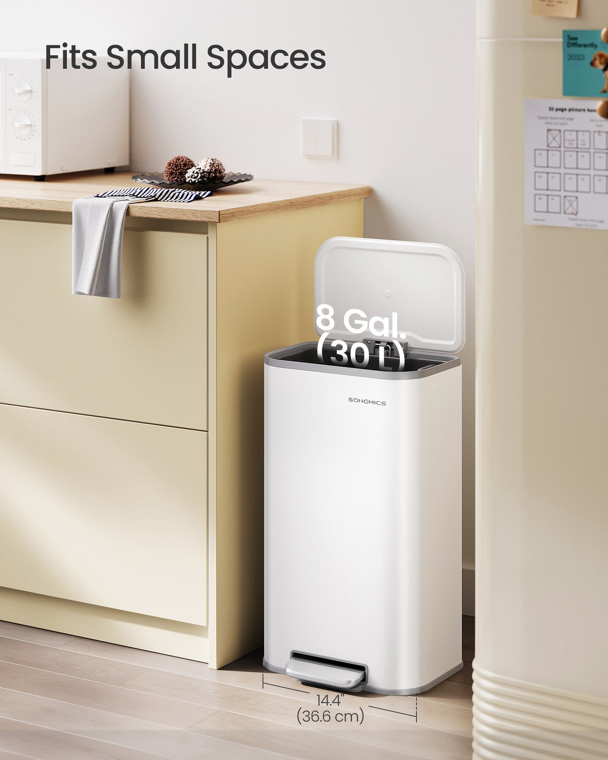Kitchen Trash Can - 8-Gallon (30 L) Garbage Can with Lid - Stainless Steel