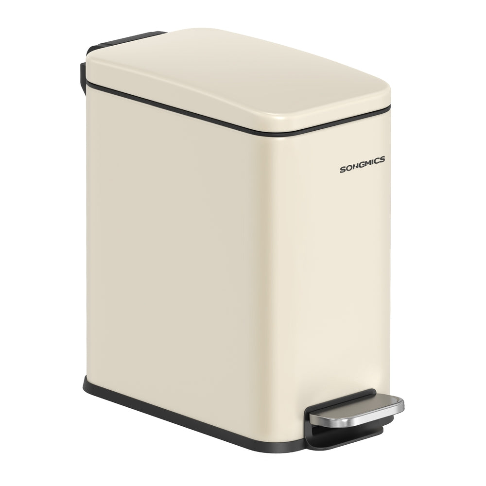 1.3 Gallon Small Trash Bin with Lid - Sand Beige - 11.8”L x 5.6”W x 11.4”H