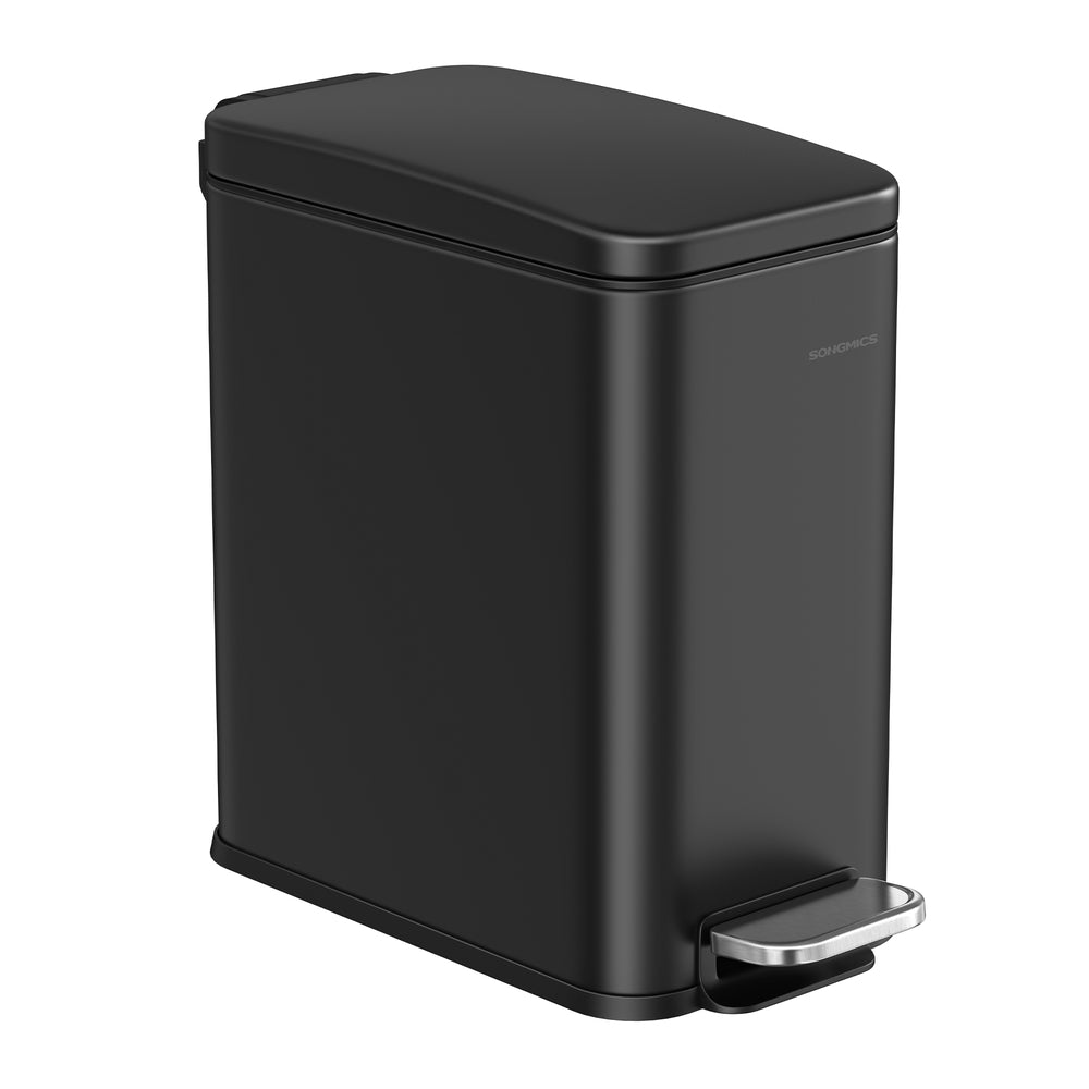 1.3 Gallon Small Trash Bin with Lid - Black - 11.8”L x 5.6”W x 11.4”H