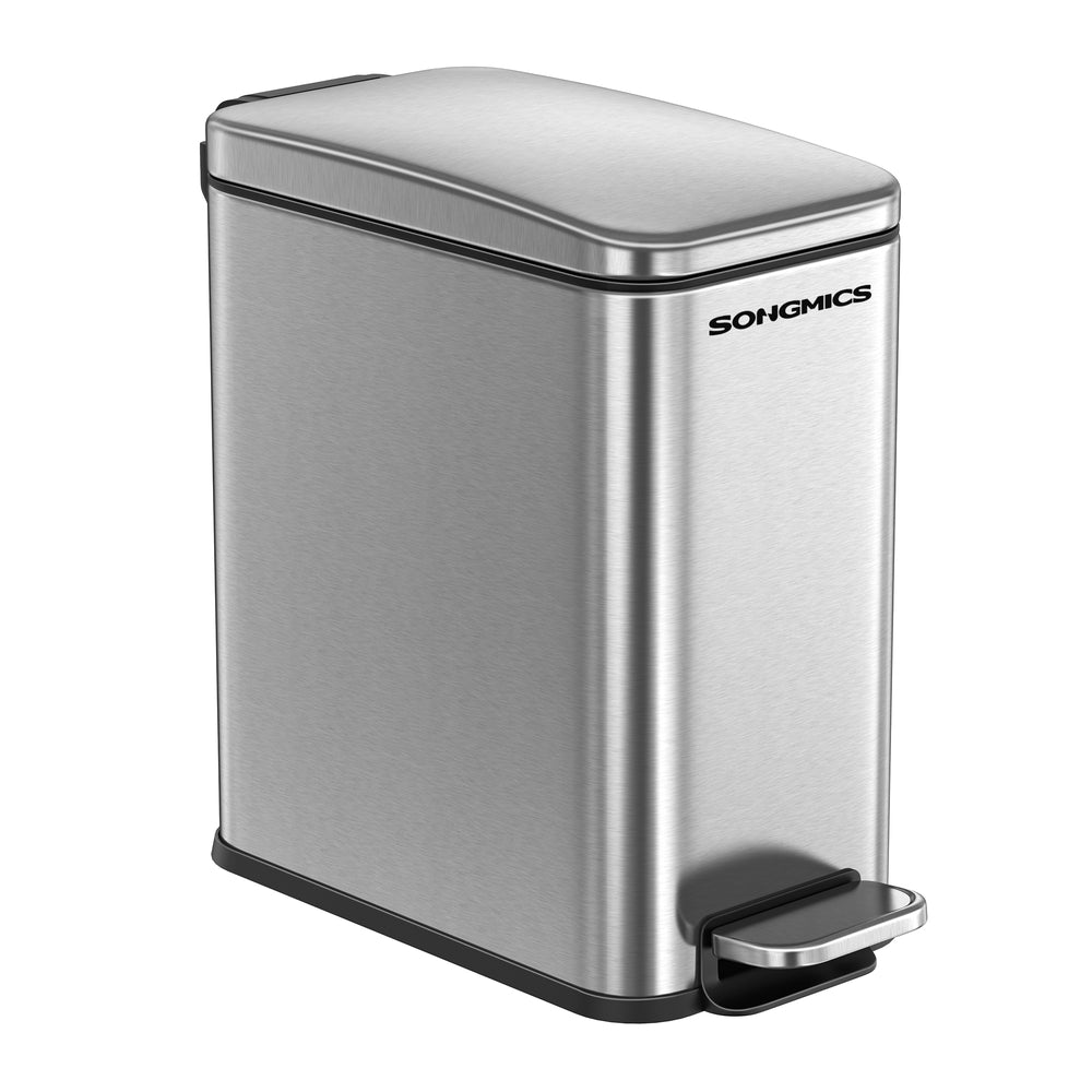 1.3 Gallon Small Trash Bin with Lid - Silver - 11.8”L x 5.6”W x 11.4”H