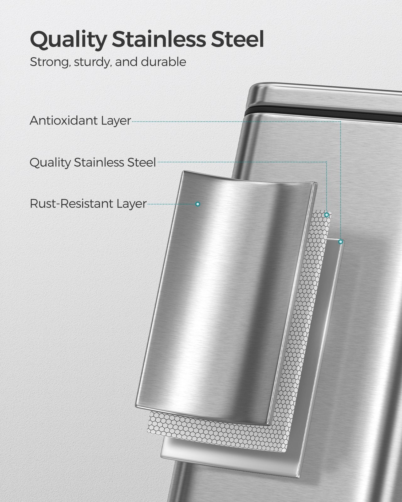 1.3 Gallon Small Trash Bin with Lid - Silver
