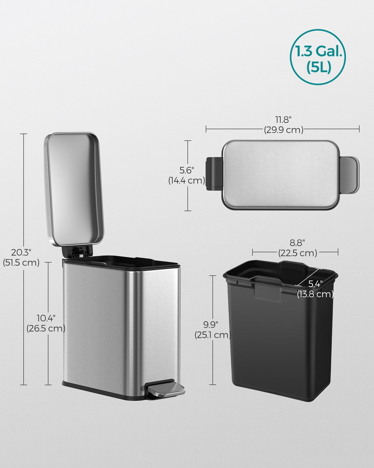 1.3 Gallon Bathroom Trash Can and Toilet Brush Set
