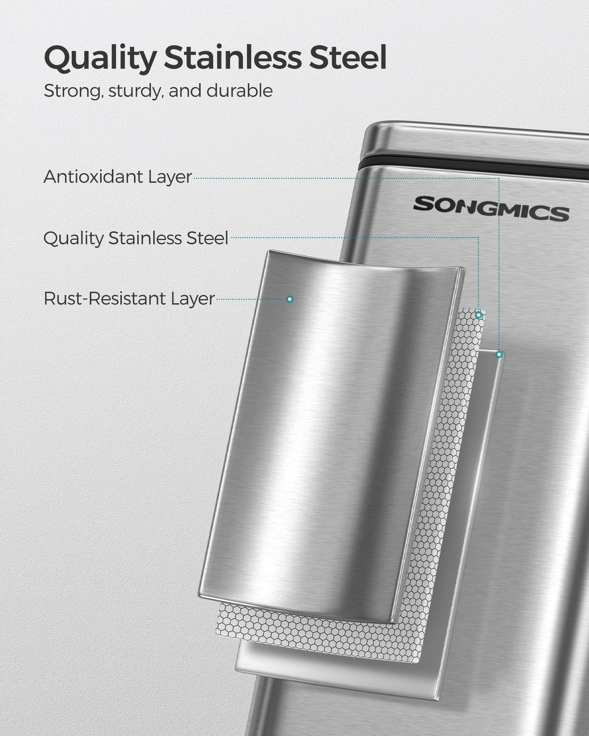 Trash Can - 1.3 Gallon - Stainless Steel - Soft-Close Lid