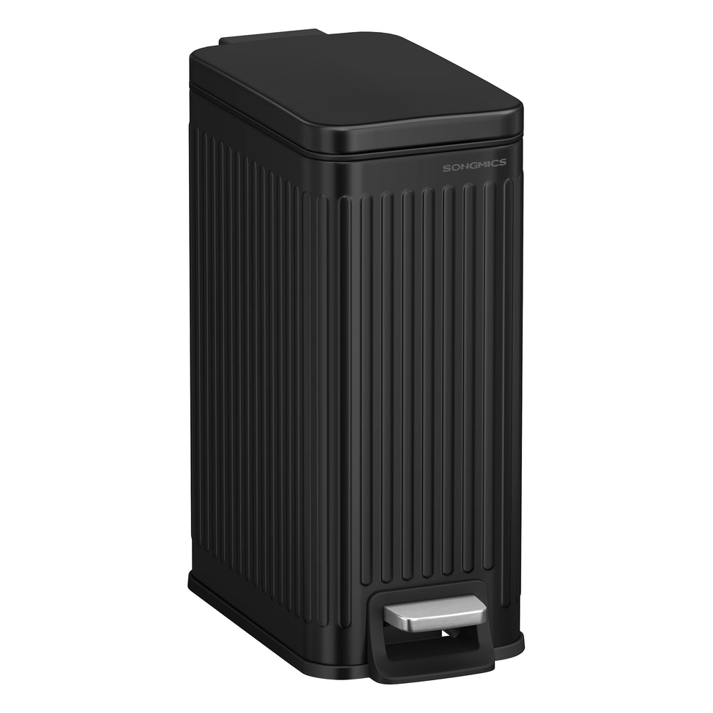 2.6-Gallon Stainless Steel Bathroom Trash Can with Lid Black - Black - 9.5"L x 5.5"W x 13"H