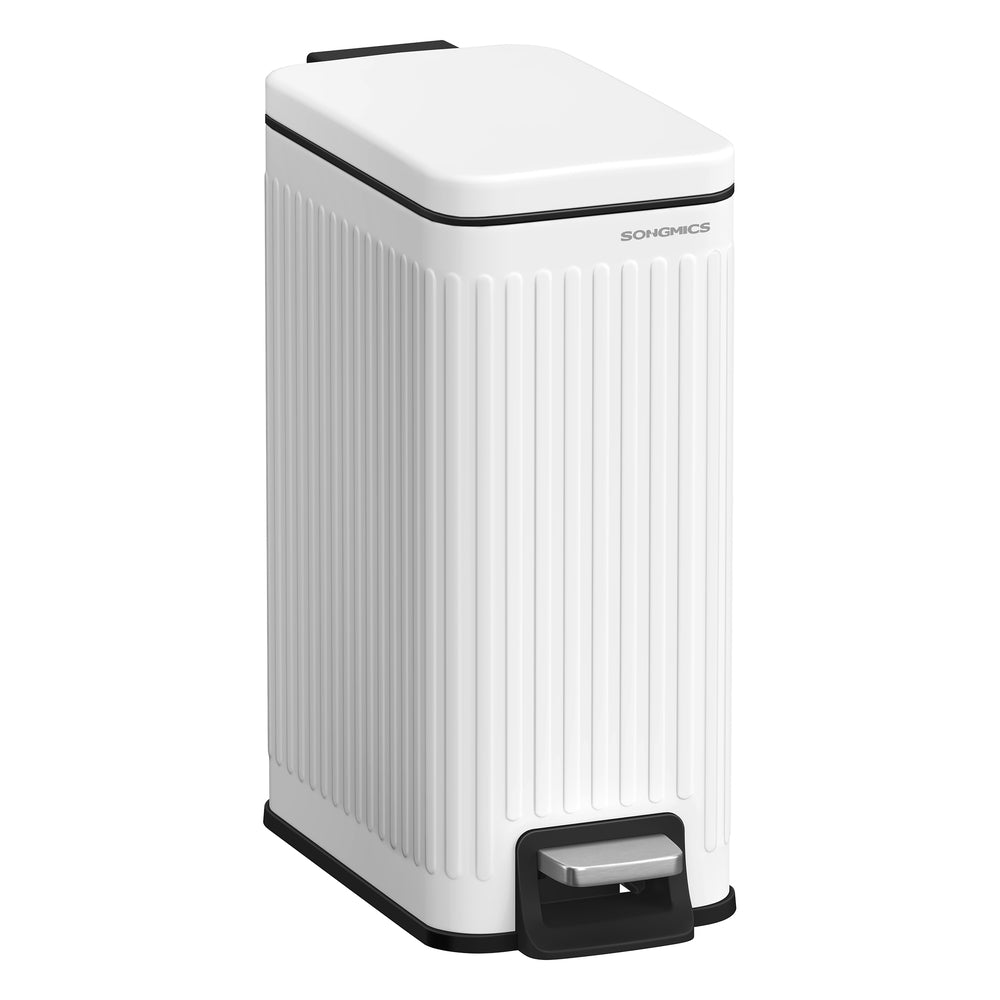 2.6-Gallon Stainless Steel Bathroom Trash Can with Lid Black - Matte White - 9.5"L x 5.5"W x 13"H