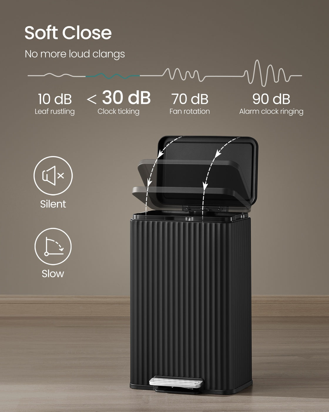 50 L Stainless Steel Garbage Can with Lid and Removable Inner Bucket Ink Black - Ink Black